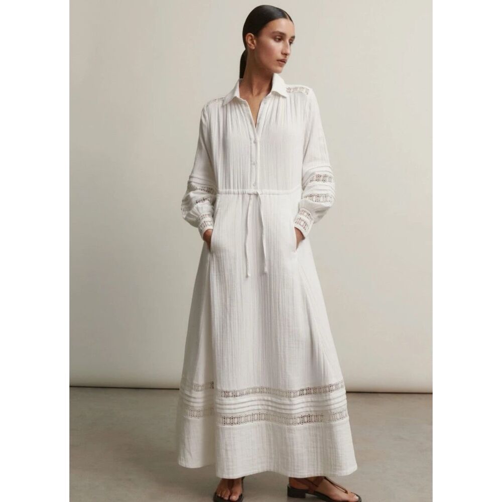 Me+Em white cheesecloth drawstring waist dress